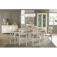 Bentley Designs Montreux Pale Oak and Antique White Dining Set - 180cm Extending Table with X Back Chairs