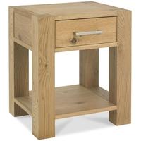 bentley designs turin light oak lamp table with drawer