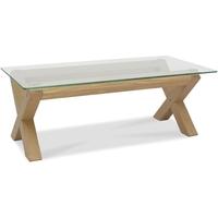 Bentley Designs Turin Light Oak Coffee Table - Glass Top