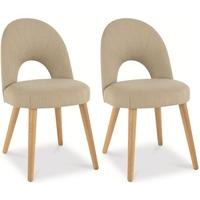 Bentley Designs Oslo Oak Dining Chair - Stone Fabric Upholstered (Pair)