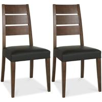 Bentley Designs Akita Walnut Dining Chair - Brown Faux Leather Slatted (Pair)