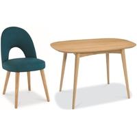 bentley designs oslo oak dining set 4 seater fixed table with teal fab ...