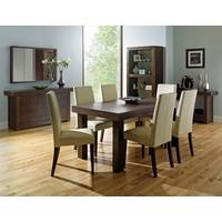 Bentley Designs Akita Walnut Dining Set - 4-6 Seater Extending Table with Ivory Taper Back Chair