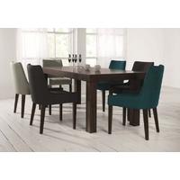 bentley designs akita walnut dining set 6 8 seater extending table wit ...