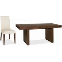 bentley designs akita walnut dining set 6 seater panel table with ivor ...