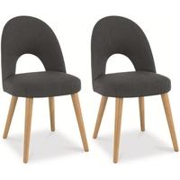Bentley Designs Oslo Oak Dining Chair - Steel Fabric Upholstered (Pair)