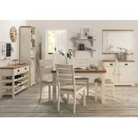 Bentley Designs Provence Two Tone Dining Set - 4-6 Draw Leaf Extending Table with Slatted Chairs