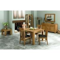 Bentley Designs Lyon Oak Dining Set - Small End Extending Table with Slatted Chairs
