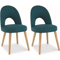 Bentley Designs Oslo Oak Dining Chair - Teal Fabric Upholstered (Pair)