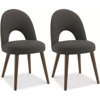 Bentley Designs Oslo Walnut Dining Chair - Charcoal Fabric Upholstered (Pair)