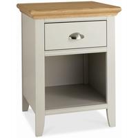 bentley designs hampstead soft grey and oak bedside cabinet 1 drawer