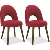 Bentley Designs Oslo Walnut Dining Chair - Red Fabric Upholstered (Pair)