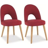 Bentley Designs Oslo Oak Dining Chair - Red Fabric Upholstered (Pair)