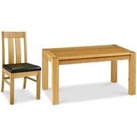 Bentley Designs Lyon Oak Dining Set - 150cm Table with Slatted Chairs