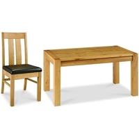 Bentley Designs Lyon Oak Dining Set - Medium End Extending Table with Slatted Chairs