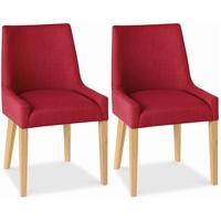 Bentley Designs Ella Oak Dining Chair - Red Scoop Back (Pair)