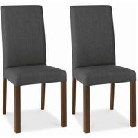 Bentley Designs Parker Walnut Dining Chair - Charcoal Square Back (Pair)