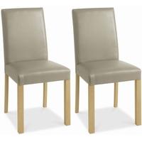 Bentley Designs Casa Oak Dining Chair - Oliver Grey Bonded Leather Upholstered (Pair)