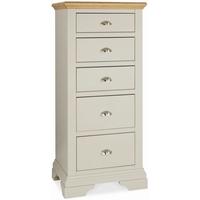 Bentley Designs Hampstead Soft Grey and Oak Chest of Drawer - 5 Drawer Tall