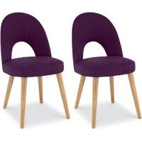 Bentley Designs Oslo Oak Dining Chair - Plum Fabric Upholstered (Pair)