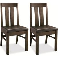 Bentley Designs Lyon Walnut Dining Chair - Brown Faux Leather Slatted (Pair)