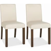 Bentley Designs Akita Walnut Dining Chair - Ivory Square Back (Pair)
