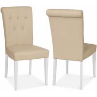 Bentley Designs Hampstead Two Tone Dining Chair - Ivory Bonded Leather Upholstered (Pair)