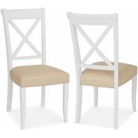 Bentley Designs Hampstead Two Tone Dining Chair - X Back Ivory Bonded Leather (Pair)