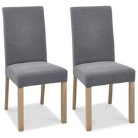 Bentley Designs Turin Aged Oak Dining Chair - Slate Blue Square Back (Pair)