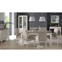 Bentley Designs Montreux Grey Washed Oak and Soft Grey Dining Set - 180cm Extending Table with Upholstered Fabric Chairs