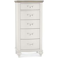 Bentley Designs Montreux Grey Washed Oak and Soft Grey Chest of Drawer - 5 Drawer Tall