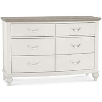 Bentley Designs Montreux Grey Washed Oak and Soft Grey Chest of Drawer - 6 Drawer Wide