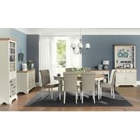 Bentley Designs Hampstead Soft Grey and Oak Dining Set - 6-8 Seater Extending with Pebble Grey Upholstered Chairs