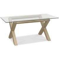 Bentley Designs Turin Aged Oak Dining Table - Glass Top