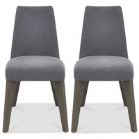 Bentley Designs Cadell Aged and Weathered Oak Dining Chair - Slate Blue Upholstered (Pair)