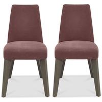 Bentley Designs Cadell Aged and Weathered Oak Dining Chair - Mulberry Upholstered (Pair)