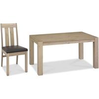 bentley designs turin aged oak dining set 6 seater table with slatted  ...