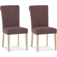 Bentley Designs Chartreuse Aged Oak Upholstered Dining Chair - Mulberry (Pair)