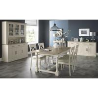 Bentley Designs Chartreuse Aged Oak and Antique White Dining Set - 4-10 Extending with X Back Chairs