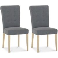 Bentley Designs Chartreuse Aged Oak Upholstered Dining Chair - Slate Blue (Pair)