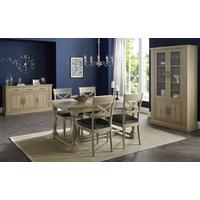 Bentley Designs Chartreuse Aged Oak Dining Set - 4-10 Extending with X Back Chairs