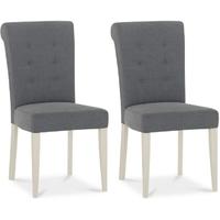 Bentley Designs Chartreuse Aged Oak and Antique White Upholstered Chair - Slate Blue (Pair)