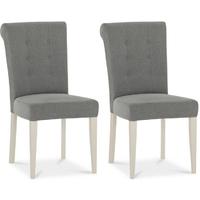 Bentley Designs Chartreuse Aged Oak and Antique White Upholstered Chair - Smoke Grey (Pair)