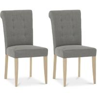 Bentley Designs Chartreuse Aged Oak Upholstered Dining Chair - Smoke Grey (Pair)