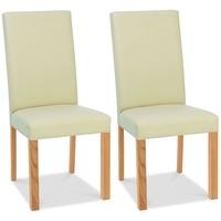 Bentley Designs Lyon Oak Dining Chair - Ivory Faux Leather Upholstered (Pair)