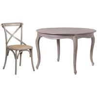 Belfort Dining Set - Shaped Leg Round with 4 Washed X-Back Chairs