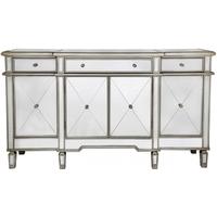 Beaumont Mirrored 3 Drawer 4 Door Cabinet with Gold Trim