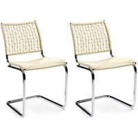 Beta Natural Dining Chair with Chrome Legs (Set of 4)