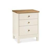 Bentley Designs Atlanta Two Tone 3 Drawer Nightstand Oak and White Bedside Chest