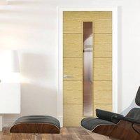 bespoke lille 1l oak flush door with clear safety glass prefinished